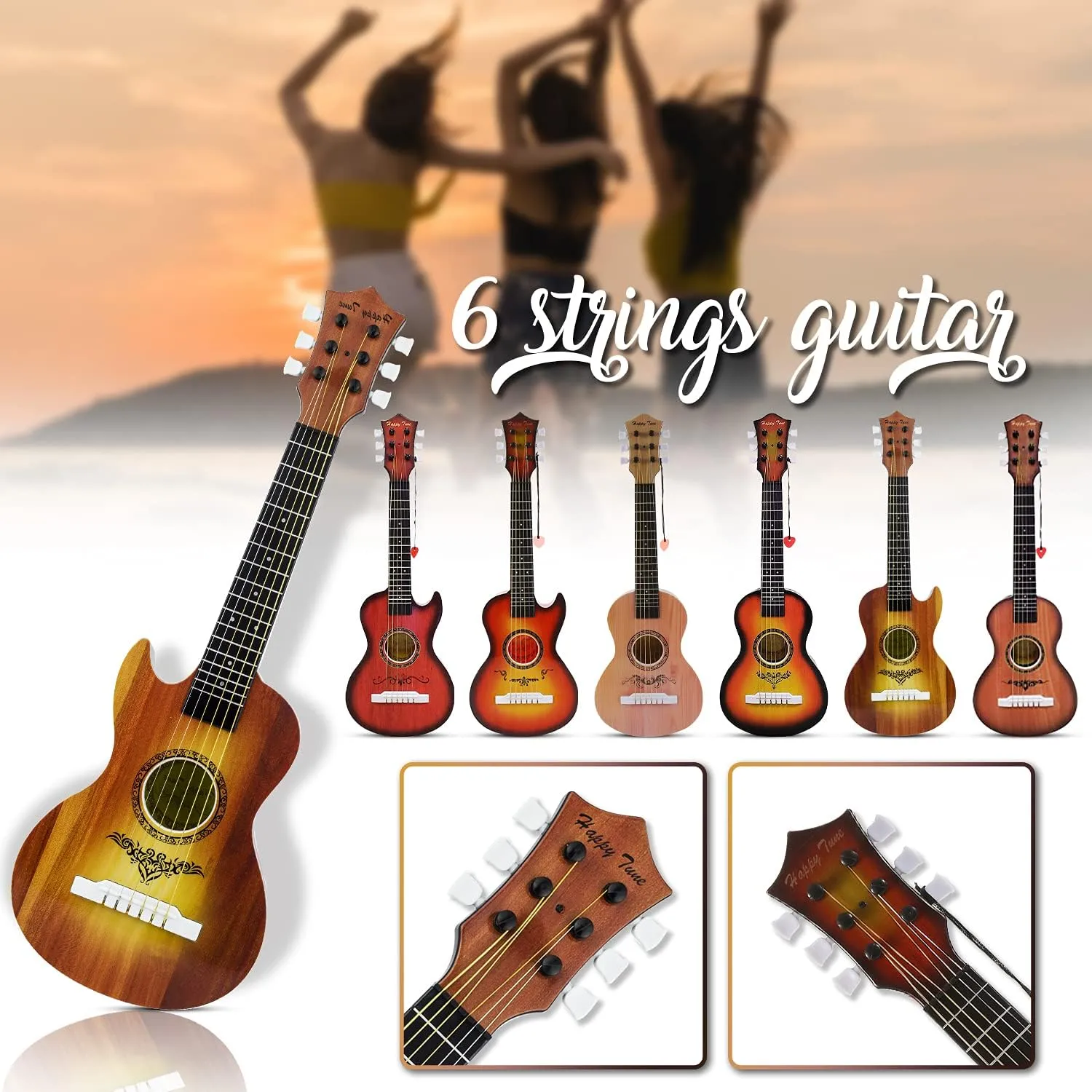 23" Acoustic Guitar, Kids 6 String Toy Guitar - Realistic Steel Strings - Beginner Practice First Musical Instrument for Children, Toddlers (Mahogany)