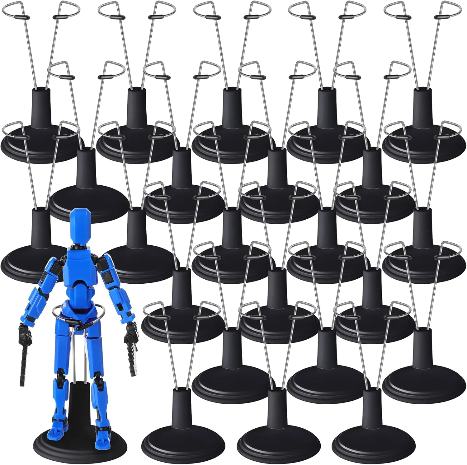 24 Pcs Doll Stand Adjustable Action Figure Display Holder Support for 4-6 Inches Dolls, Creative Storage Stand for Home Shop Birthday Party Favor for Male Female(Black)