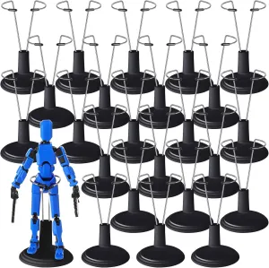 24 Pcs Doll Stand Adjustable Action Figure Display Holder Support for 4-6 Inches Dolls, Creative Storage Stand for Home Shop Birthday Party Favor for Male Female(Black)