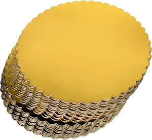 25-Pack 12 inch Sturdy Round Cake Boards, Gold Cardboard Cake Circles plate Scalloped Base,Pack of 25