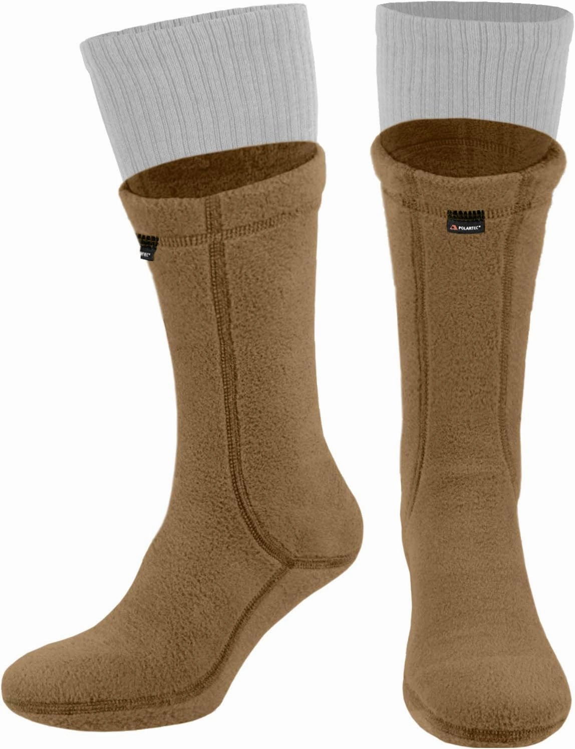 281z Hiking Warm 8 inch Boot Liner Socks - Military Tactical Outdoor Sport - Polartec Fleece Winter Socks (Coyote Brown)