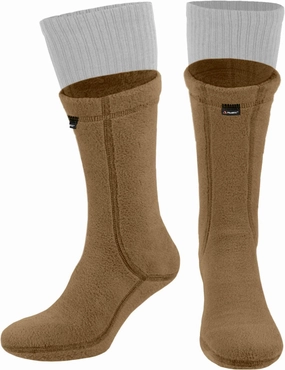 281z Hiking Warm 8 inch Boot Liner Socks - Military Tactical Outdoor Sport - Polartec Fleece Winter Socks (Coyote Brown)