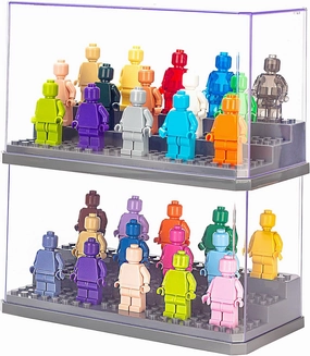 2 Pack Minifigure Display Case Acrylic Mini Figures Storage for Action Figures Blocks Removable Display Box (Minifigures are Not Included) (Gray)