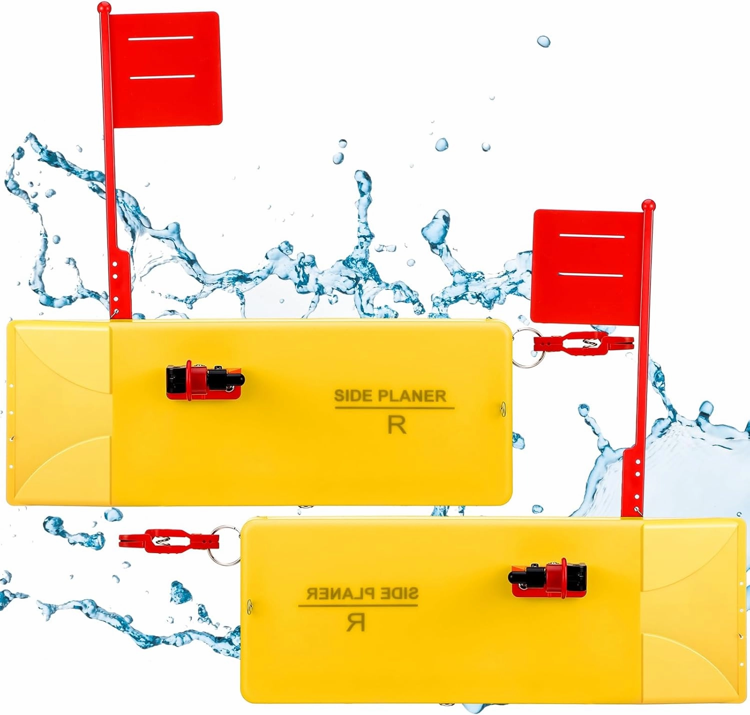 2 Pack Planer Boards for Fishing Trolling 8 x 3 Inches Off Shore Crappie Planer Boards Kits with Flag Fishing Accessory for Inshore Offshore Trolling Dragging