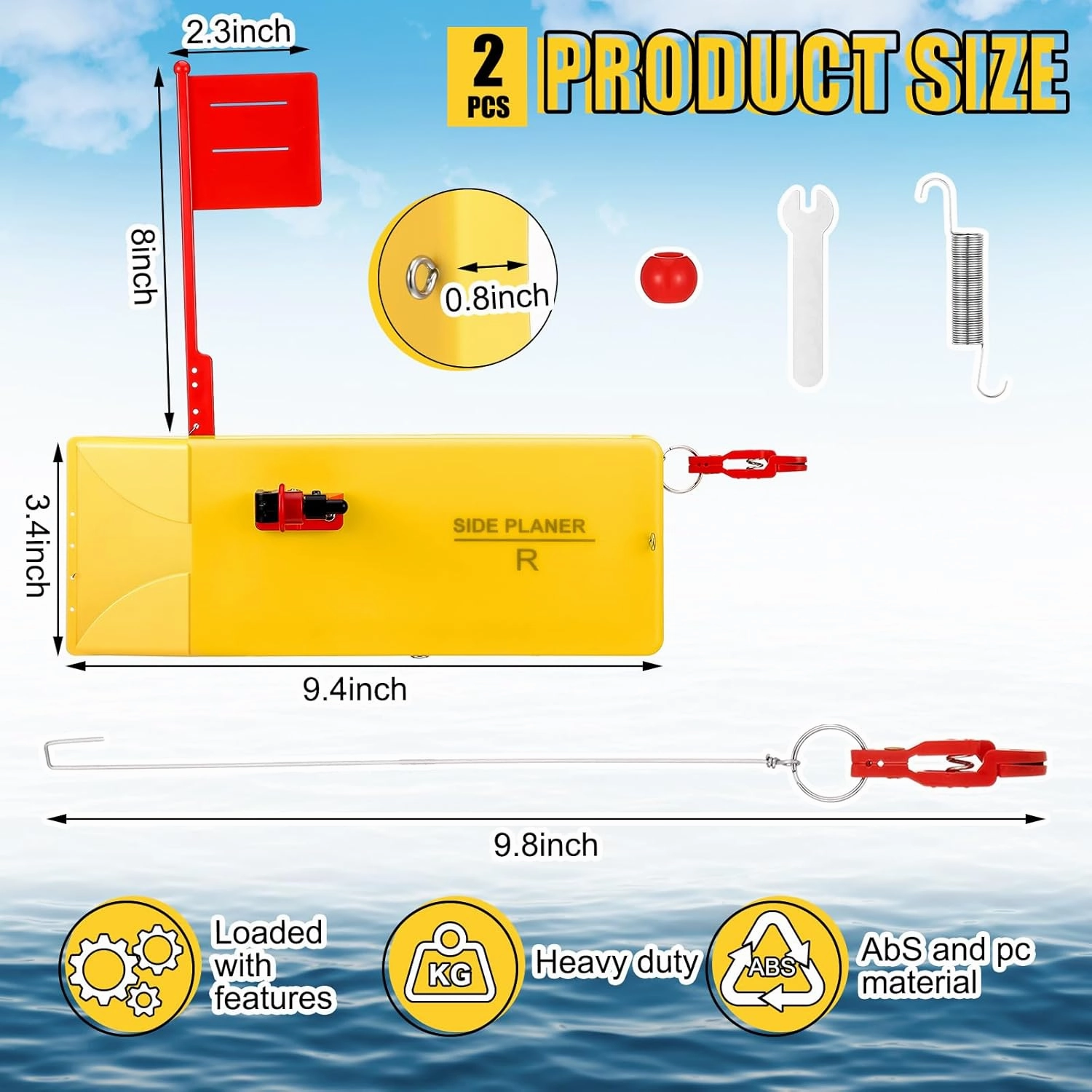 2 Pack Planer Boards for Fishing Trolling 8 x 3 Inches Off Shore Crappie Planer Boards Kits with Flag Fishing Accessory for Inshore Offshore Trolling Dragging