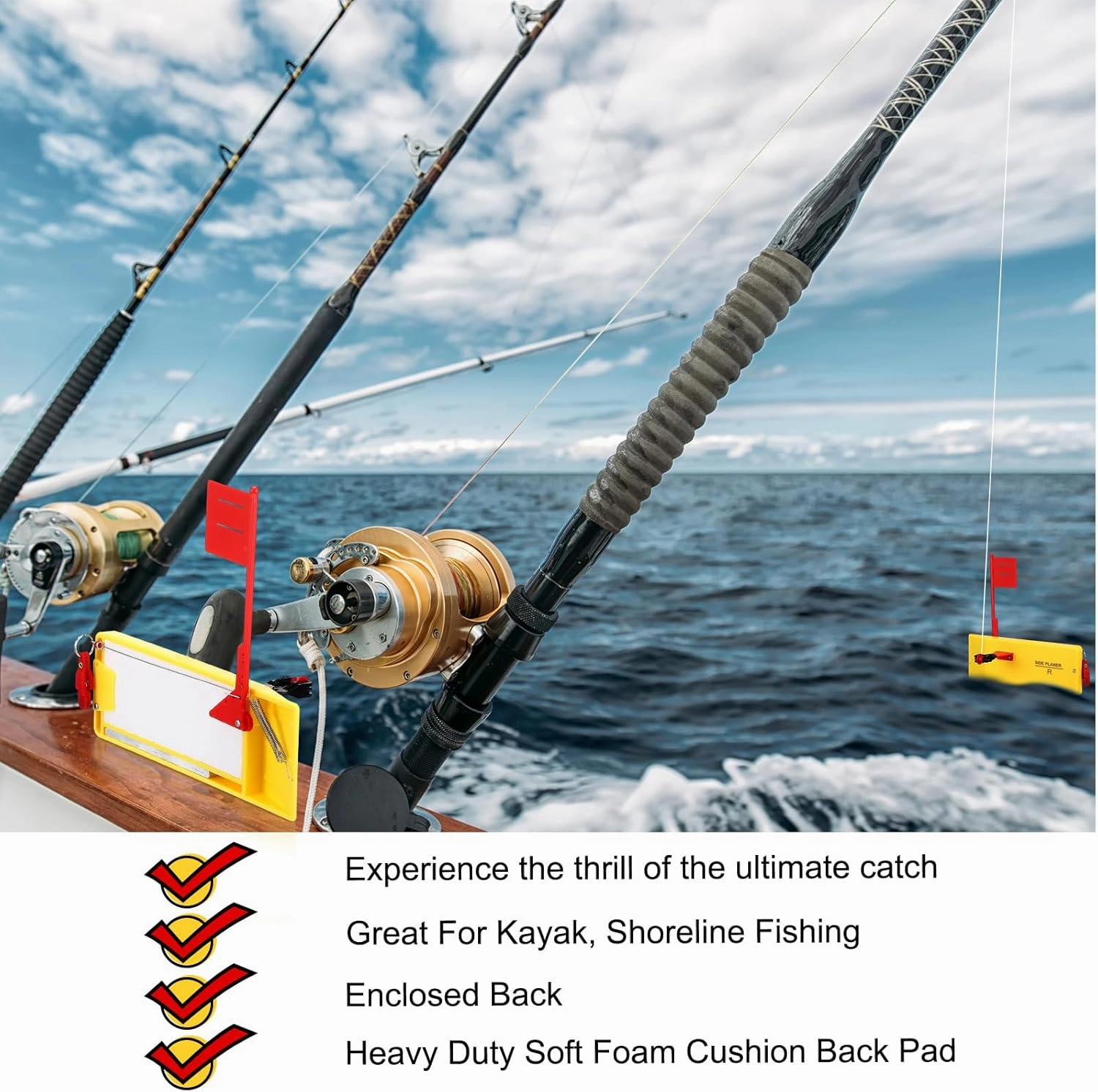 2 Pack Planer Boards for Fishing Trolling 8 x 3 Inches Off Shore Crappie Planer Boards Kits with Flag Fishing Accessory for Inshore Offshore Trolling Dragging