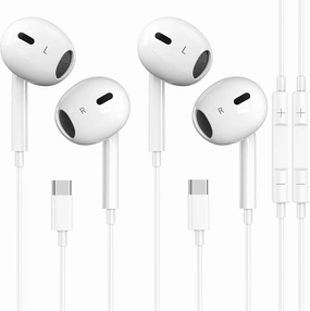 2 Pack-USB C Headphones for iPhone 16/15 Pro Max Plus Type C Earbuds Wired Earphones with Mic & Remote Control Noise Cancelling for iPhone 16/15 Pro, iPad Pro, Galaxy S23/S22/S21/Ultra Note 10/20