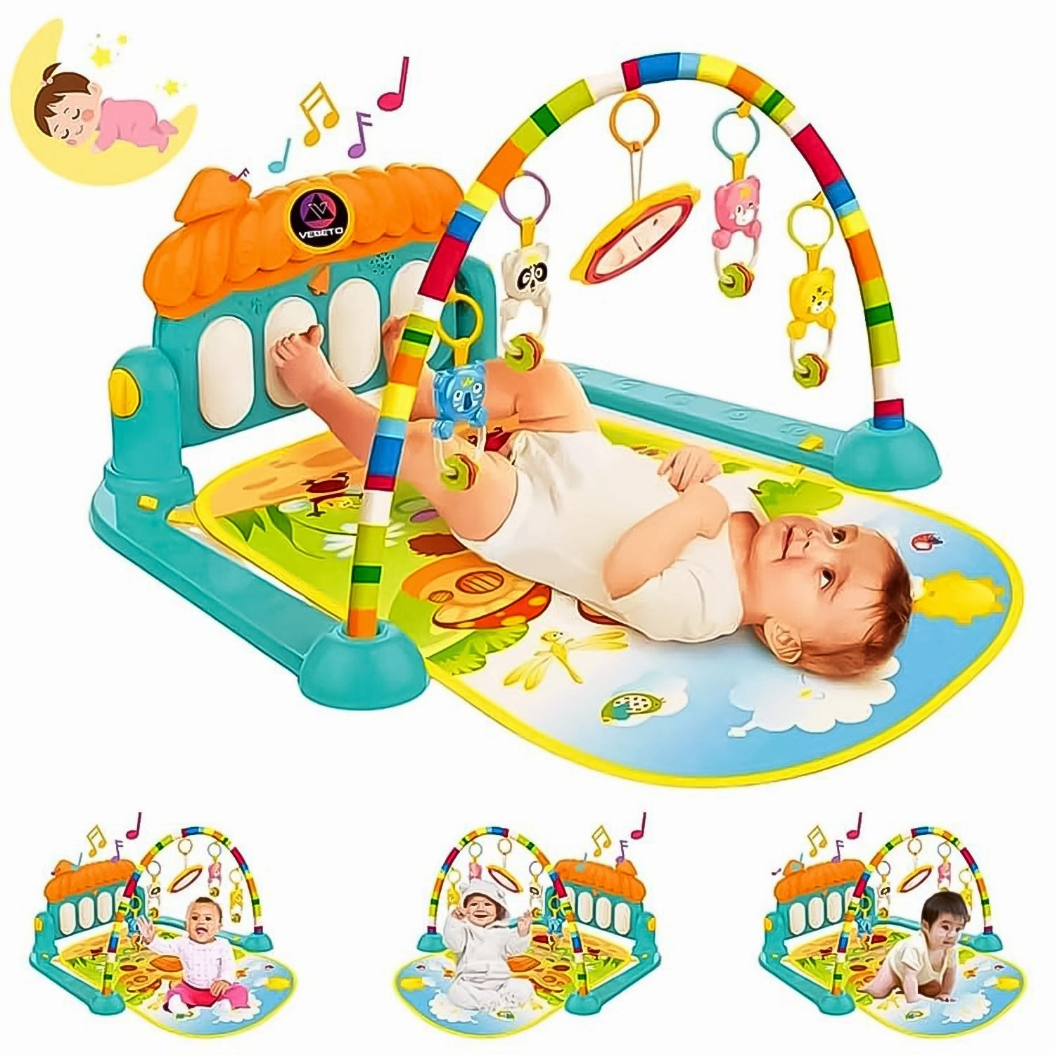 2in1 Baby Kick and Play Piano Gym Mat & Fitness Rack (1 Set)