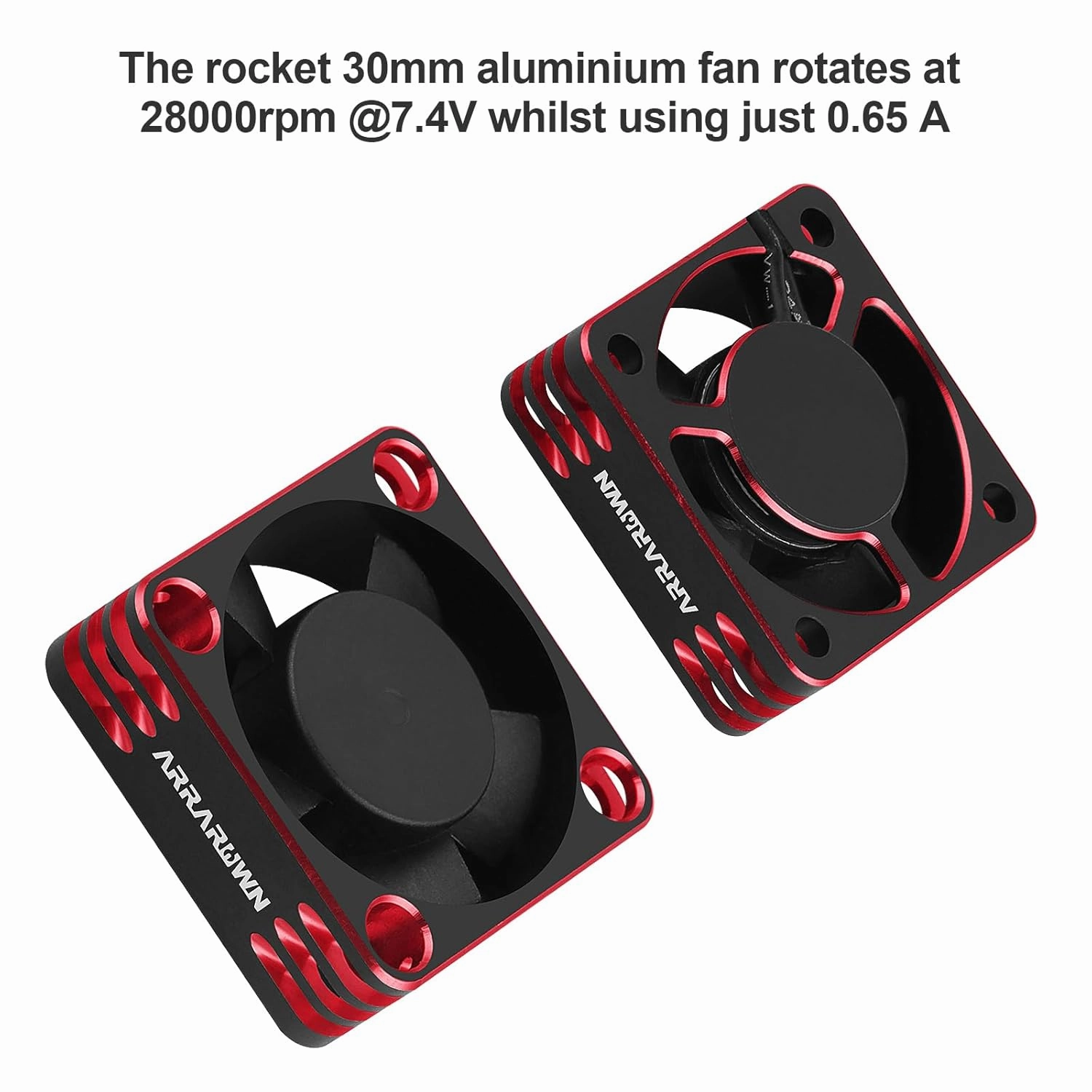 2Pack RC Car Motor Cooling Fan Heatsink 28000RPM Brushless ESC Cooling Fan for RC Car 1/8 1/10 540 550 Motor (Black Red)