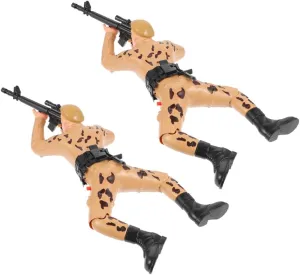 2pcs Soldier Crawling Soldier Army Men Soldiers Army Crawling Soldier Action Figures for Soldier Figure Men Light Brown Plastic