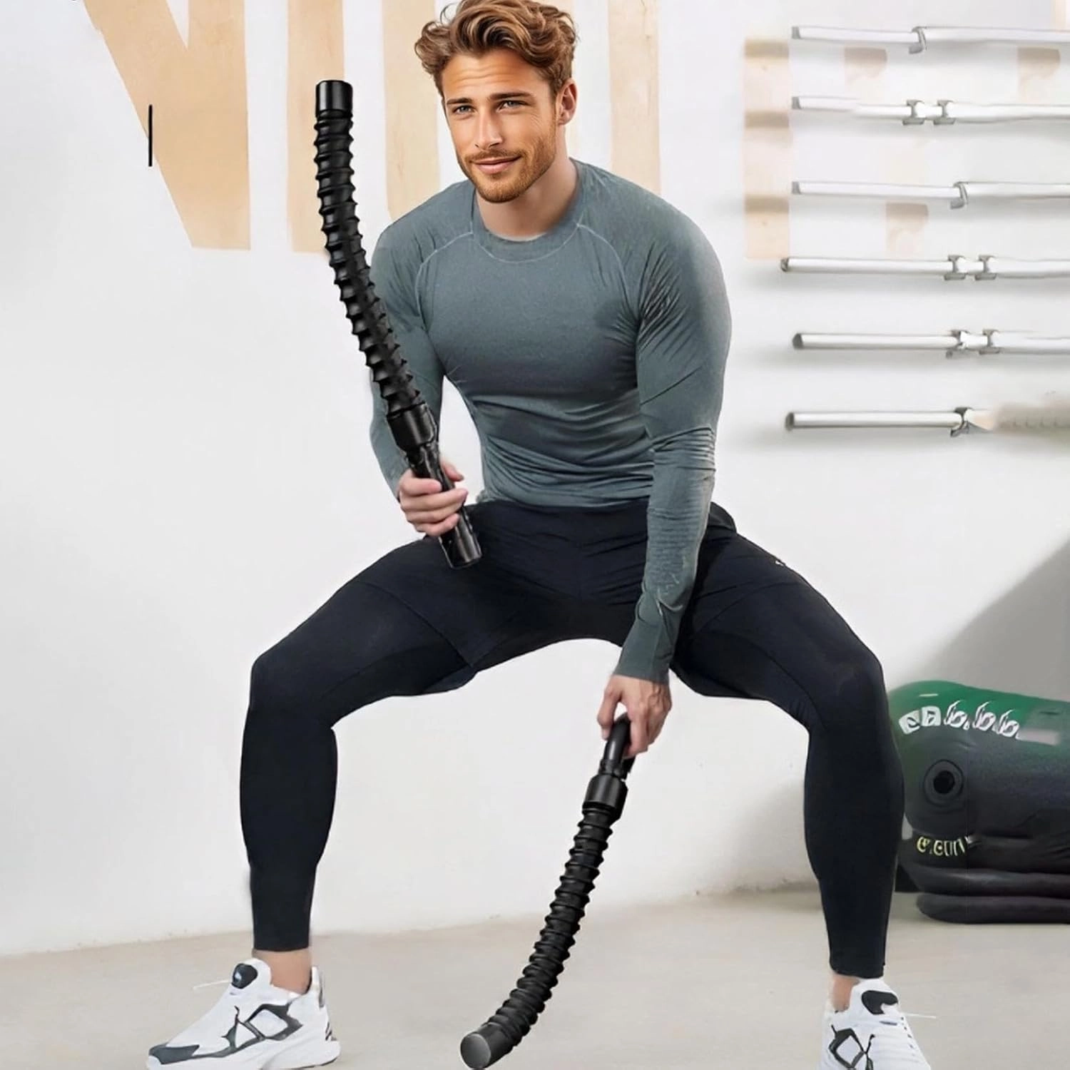 2pcs Battle Ropes, Battle Ropes for Home Gym, Battle Ropes Muscle Building Exercise Cords Equipment, Exercise Spring Battle Ropes for Men/Women Strength Conditioning, Low-Impact Cardio Training (A)