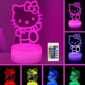 3 Pattern Cat Night Light 3D Illusion 16 Color Room Decor Lamp with Remote Control Kitty Lamp Birthday Christmas Gifts for Kids, Boys, Girls