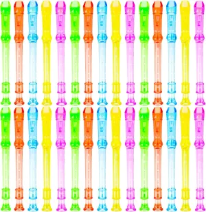 30 Pcs 6 Hole Plastic Recorders Mini Recorder Musical Instruments Beginner Flute Instruments Toy for Kids Music Party Favors Birthday Gift, 5 Colors