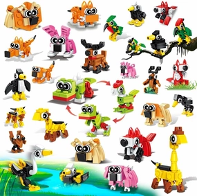 30 Pack Party Favors for Easter Gift, 750 PCS Animals Building Block Toy for Goodie Bag Stuffers, Classroom Student Prizes Children's Day Birthday for Kids Boys Girls Ages 6-12 