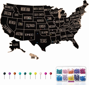 30" x 20" USA Wall Map with 500 Push Pins, US Map Pin Board US Travel Tracker Map Push Pin Map United States for Travelers Home Office Kitchen Wall Decor Gift