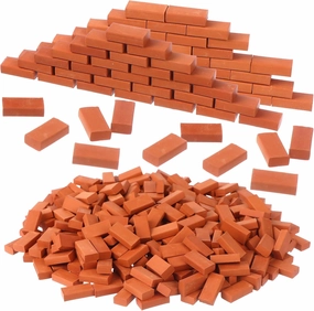 350 Pcs 1/16 Miniature Bricks Brick Building Set, Mini Red Brick Stone Model Brick Mini Artificial Brick Premium Clay Bricks DIY Fake Bricks Lifelike Brick Ornament for Dollhouse Decor Handmade Craft