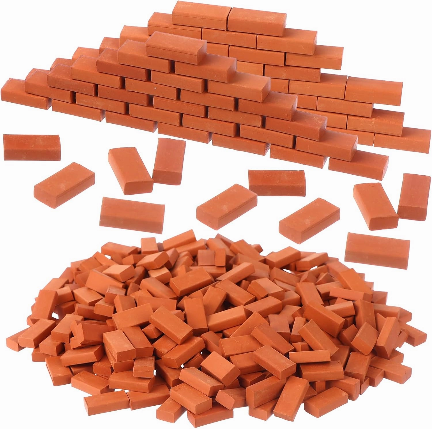 350 Pcs 1/16 Miniature Bricks Brick Building Set, Mini Red Brick Stone Model Brick Mini Artificial Brick Premium Clay Bricks DIY Fake Bricks Lifelike Brick Ornament for Dollhouse Decor Handmade Craft