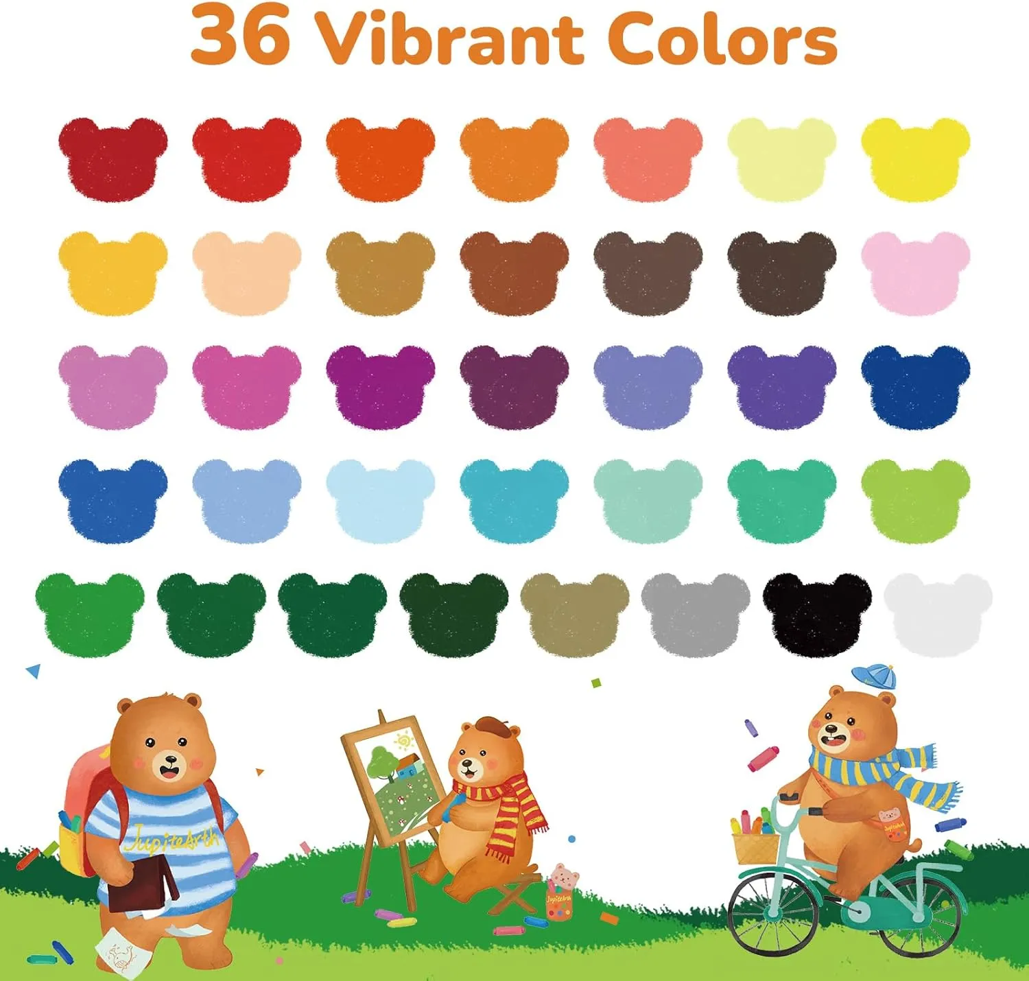 36-Color Crayons for Toddlers 1-3 and Kids 4-8, Non-Toxic Washable Crayons, Ultra-Silky Easy-Grip Art Supplies, Ideal Coloring Gift for Boys and Girls