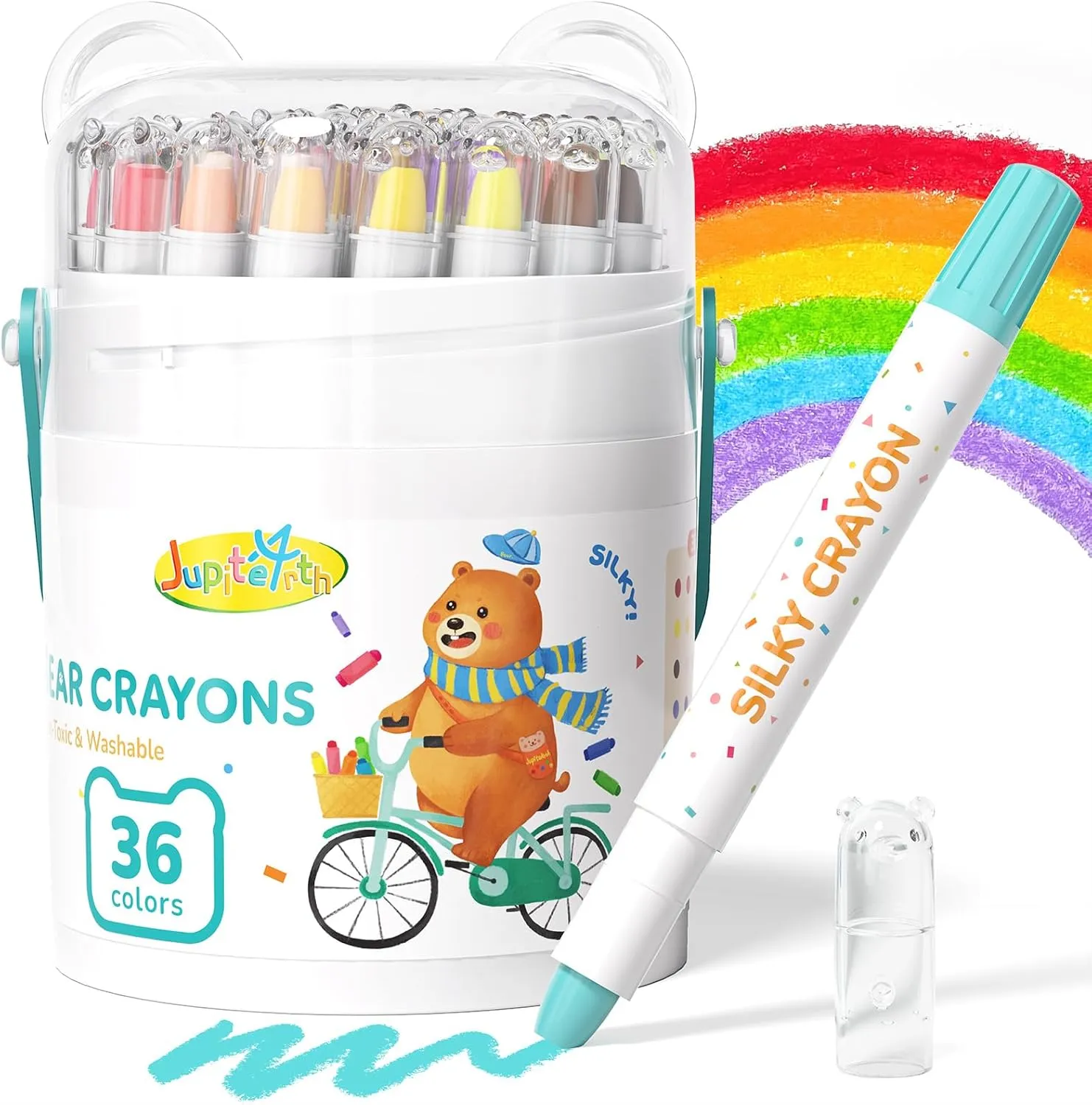 36-Color Crayons for Toddlers 1-3 and Kids 4-8, Non-Toxic Washable Crayons, Ultra-Silky Easy-Grip Art Supplies, Ideal Coloring Gift for Boys and Girls