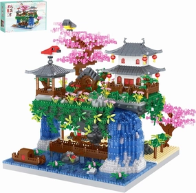 3600PCS Micro Mini Blocks Peach Blossom Pond Bonsai Tree Kit,Traditional Architecture Building Blocks,Exquisite Cherry Bonsai Tree Kit Gift for 14  Kids Or Adults