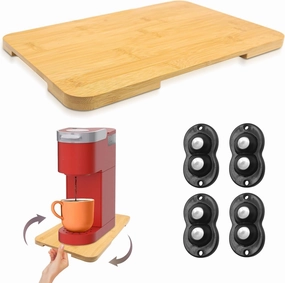 360° Rolling Tray Bamboo Appliance Slider, Appliance Sliders for Kitchen Appliances Sliding Tray for Coffee Maker Appliances Mat Easily from Under The Cabinet Natural(14"×10")