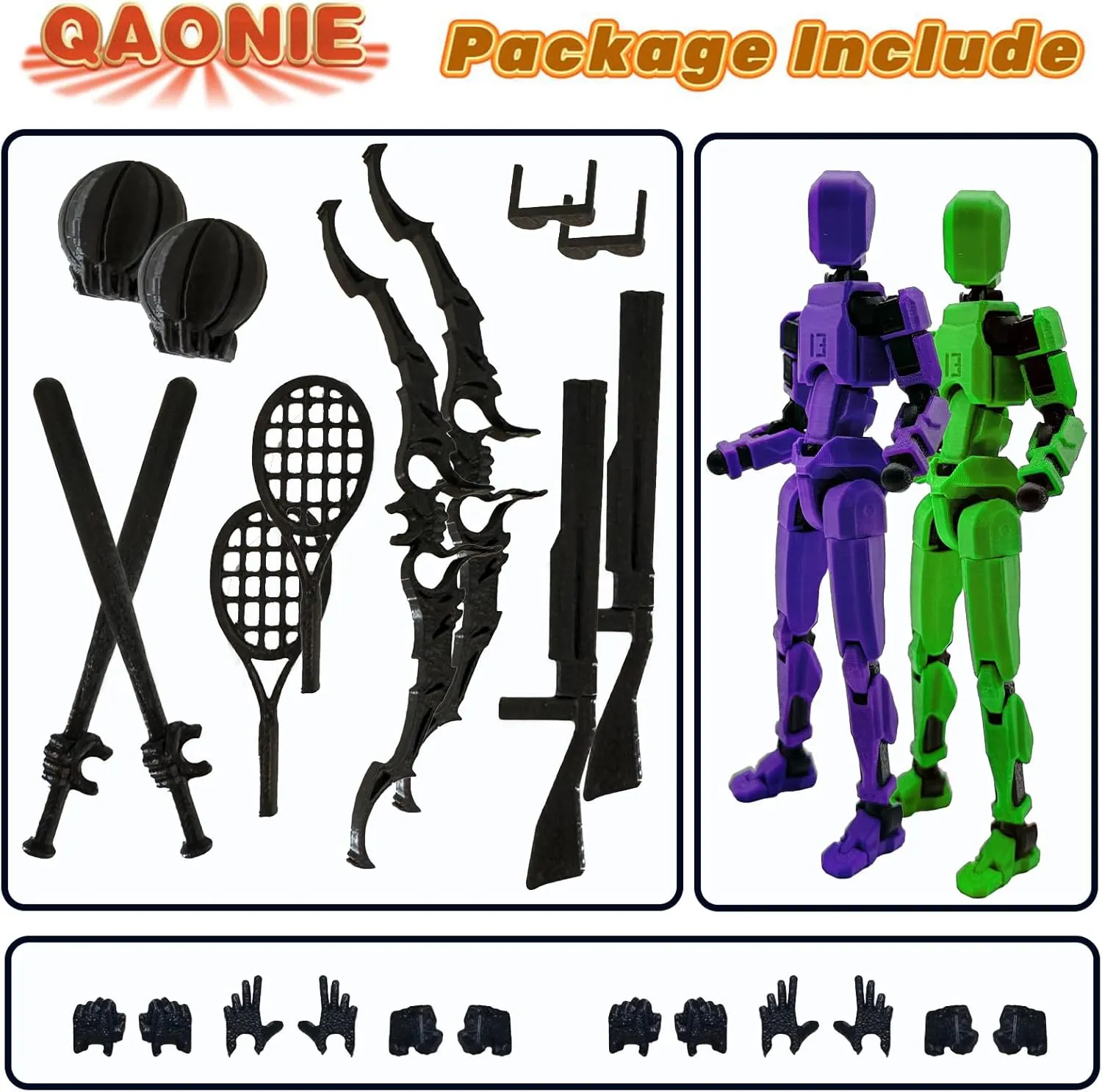3D Printed 5.54-inch Multi-Jointed Action Figures Dummy13, Full Body Mechanical Movable Toy, Multiple Accessories, Hand Painted Figure, Desk Decoration, Creative Gifts (Sport-set4)