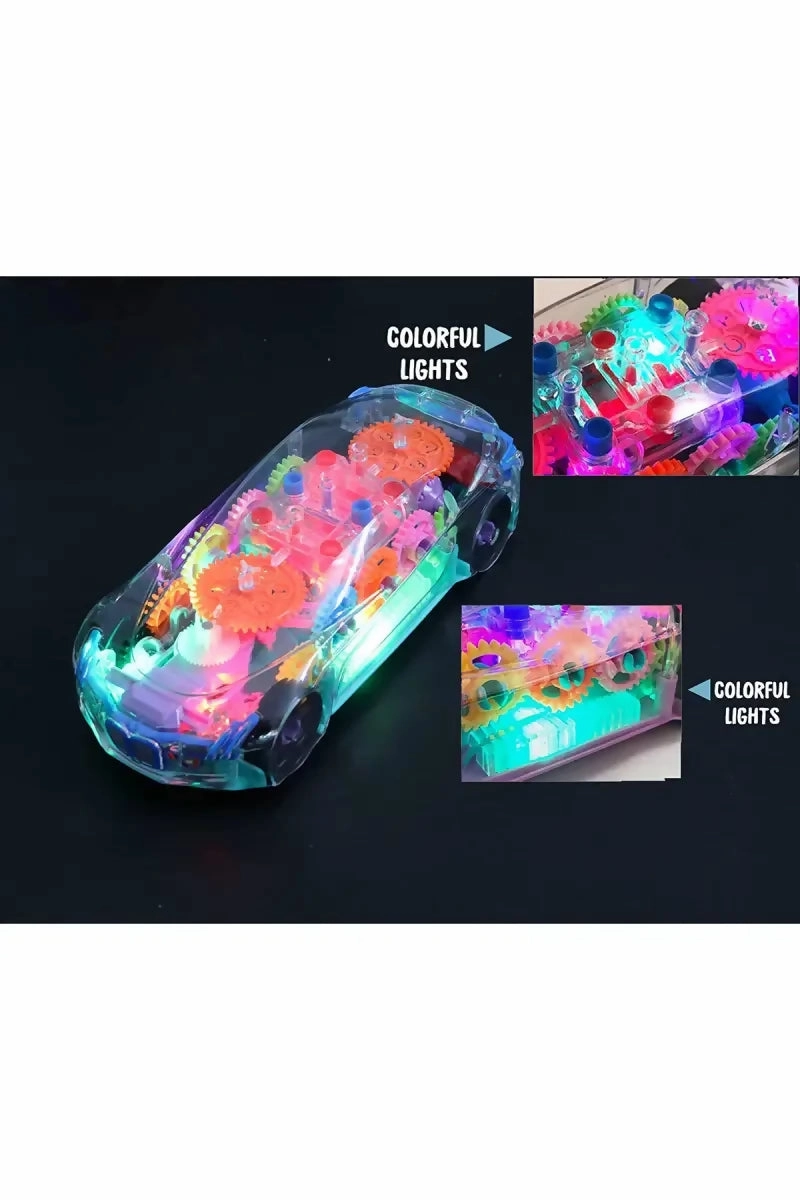 3D Lights Transparent Car Toy For Kids - Pack of 1