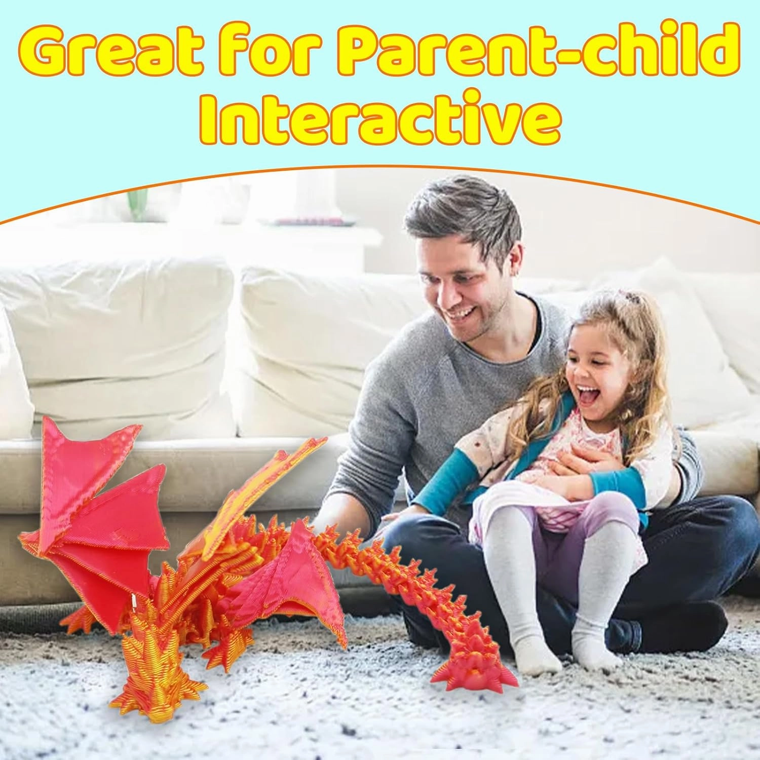 3D Printed Dragon Large for Kids Fidget Toys Adults, Large 3D Printed Dragon 35 inch Fidget Toys Collectible Figurines Dragon Decor as Birthday Gifts for Christmas Decor Desk Toys (35 inch)