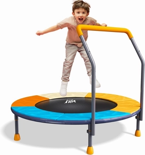 3FT Foldable Trampoline for Kids, 36” Mini Small Trampoline with Handle Bar Indoor Outdoor, Height-Adjustable & Max Load 100 LBS,Toddler Baby Jumping Mat, Fitness Recreational Trampoline Birthday