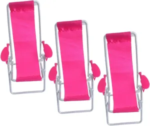 3Pcs Miniature Folding Beach Chairs Compact Dollhouse Ornaments for Micro Landscape Layouts Photography Decor Material Lightweight Mini Furniture