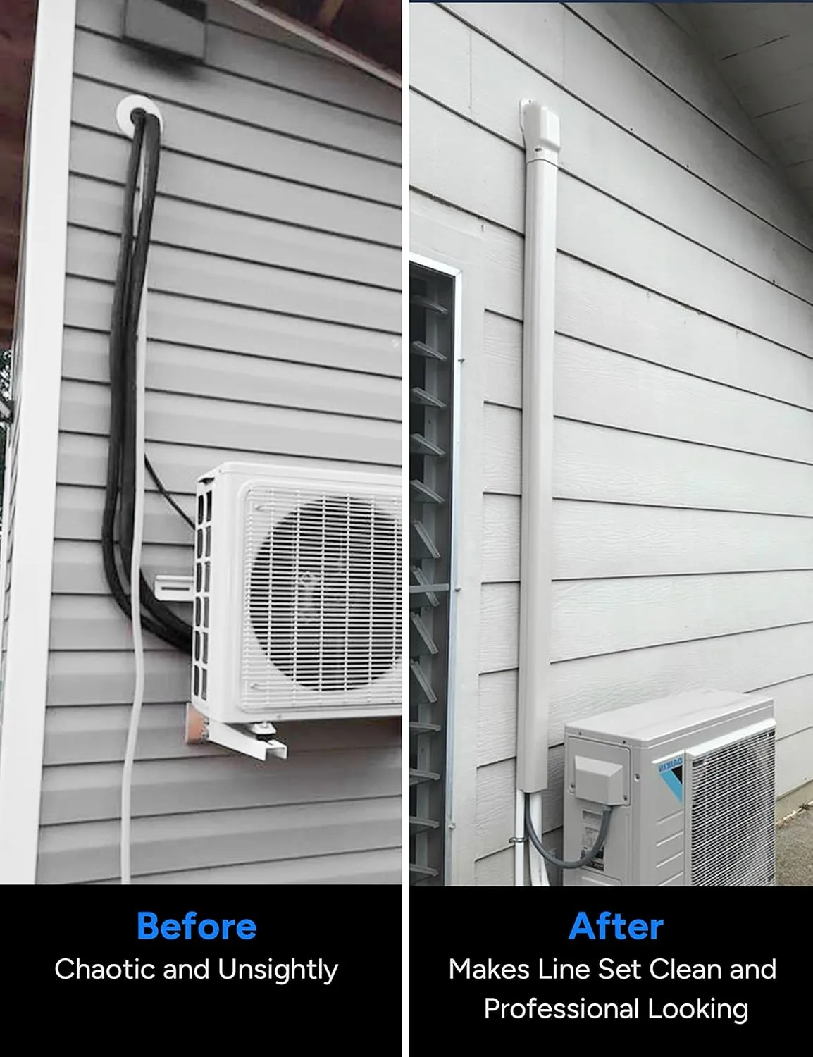 4'' 23Ft Mini Split Line Set Cover Kit for Minisplit Ductless Linset Air Conditioners and Heat Pumps, Central AC Decorative Upgraded UV-Proof Strong & Durability PVC Pipe