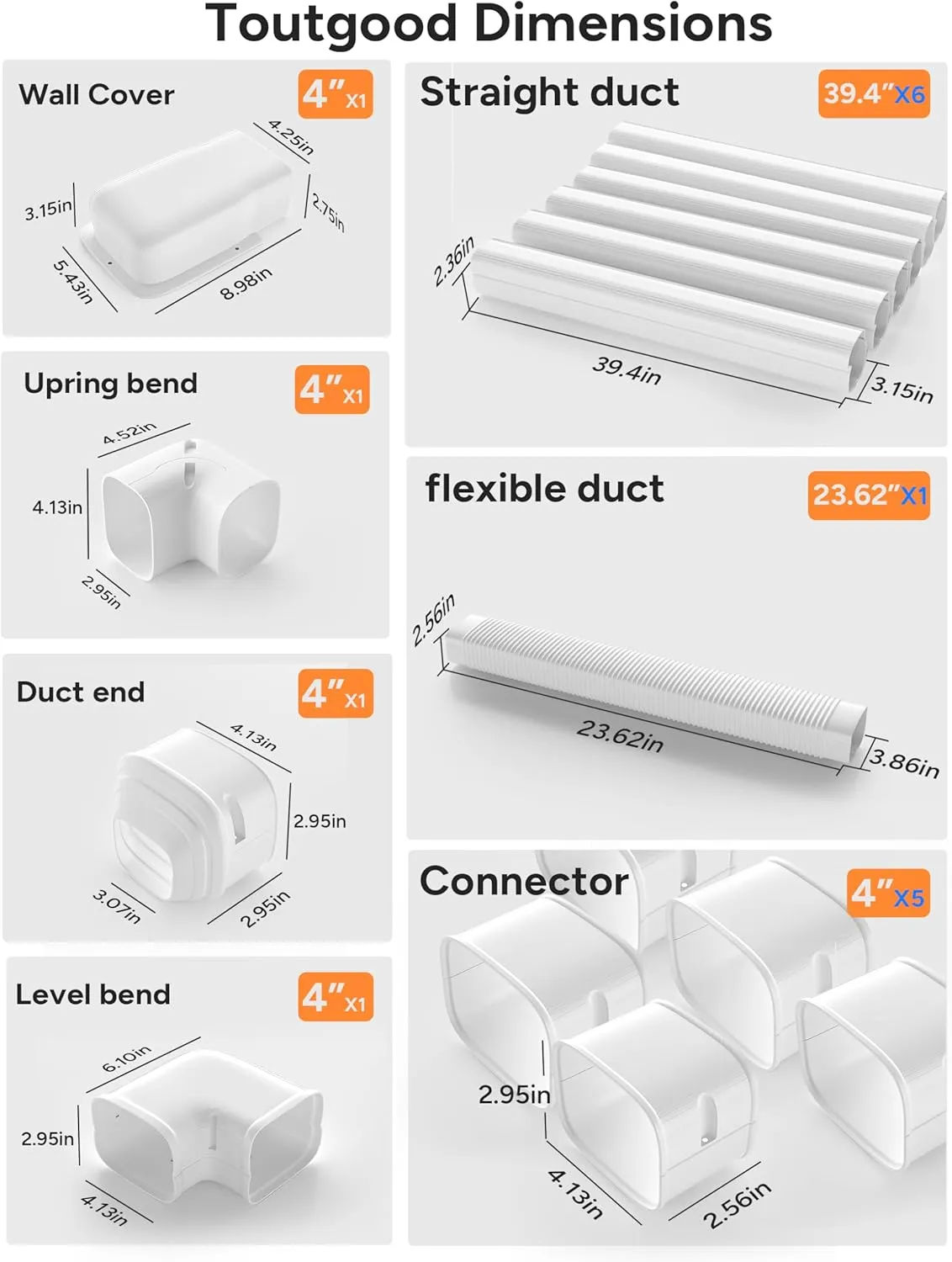 4'' 23Ft Mini Split Line Set Cover Kit for Minisplit Ductless Linset Air Conditioners and Heat Pumps, Central AC Decorative Upgraded UV-Proof Strong & Durability PVC Pipe