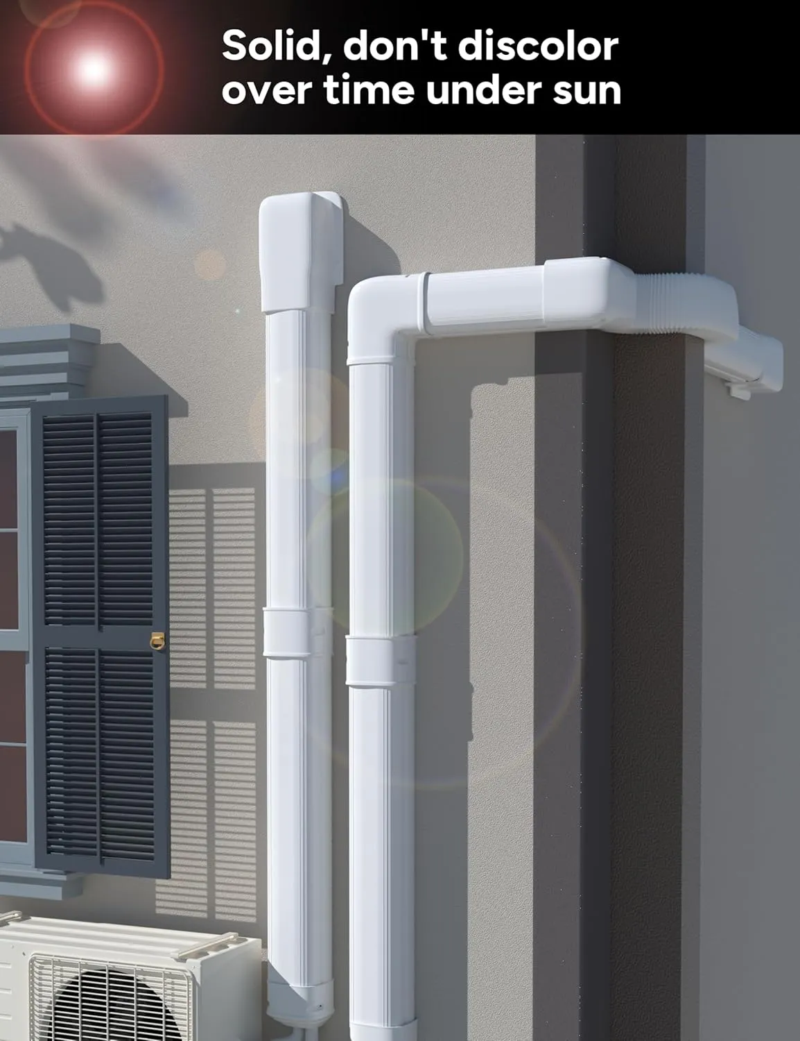 4'' 23Ft Mini Split Line Set Cover Kit for Minisplit Ductless Linset Air Conditioners and Heat Pumps, Central AC Decorative Upgraded UV-Proof Strong & Durability PVC Pipe