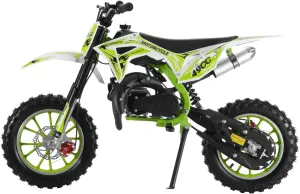 49cc 2-Stroke Kids Dirt Bike, Gas Powered Mini Motorcycle for Kids, Off-Road 49cc Dirt Bike with Front and Rear Disc Brakes, Pull Start (Green)