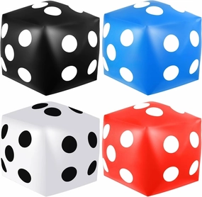 4 Pieces Jumbo Inflatable Dice 19.7 Inch Giant Inflatable Dice Multicolor Large Fun Game Toy for Indoor Outdoor Lawn Swimming Pool Party Board Game (White, Black, Blue, Red)