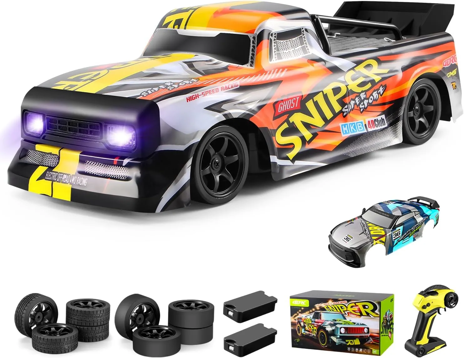 4DRC Rc Car, 2.4Ghz High Speed RC Drift Car, 4WD Drifting Racing Remote Control Monster Truck 30  KM/H, All Terrain Off Road Truck for Adult & Kids Age 8-12 Gift