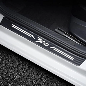 4Pcs Car Door Sill Protector for Chrysler Accessories Fit for 300/C/ 300S 2005-2023, Carbon Fiber Leather Door Sill Sticker, Decoration Door Sill Scuff Plate Sticker for Auto Truck SUV, (300 White)