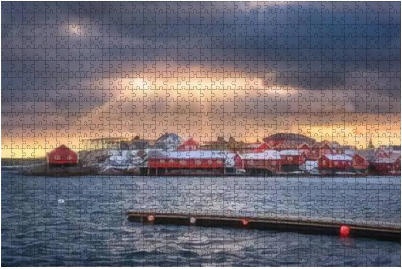 500 Piece Jigsaw Puzzle Game - Norwegian Fishing Village and sea Coast at Sunset Lofoten Islands Colorful Large Puzzles Artwork Hard Puzzles for Adults Teens Puzzle Game Gift