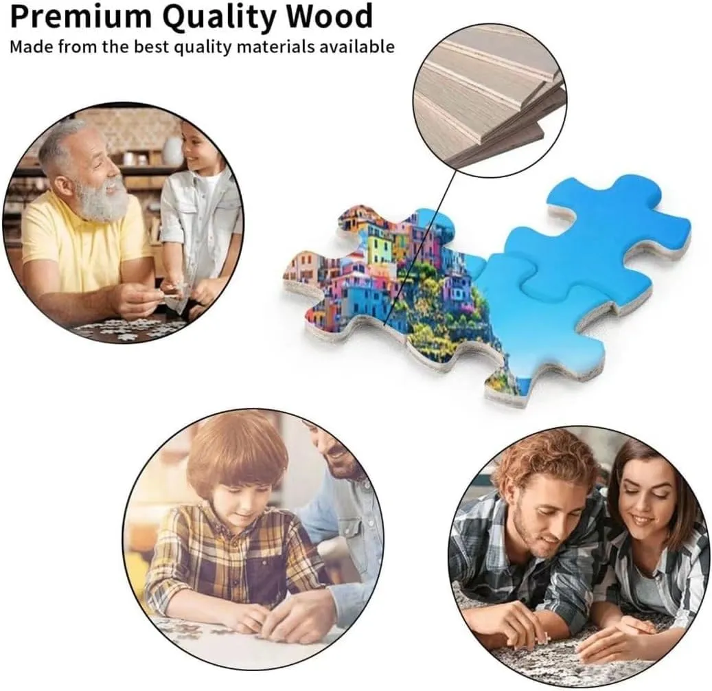 500 Piece Puzzles for Adults Kids Cool Anime Fishing Village at Dusk Anime Wooden Puzzles Family Decorations Puzzle Game Education Game Parent Child Game