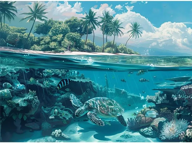 500 Piece Standard Jigsaw Puzzle Sea Turtles and Fish Perfect Family Bonding Game for All Ages