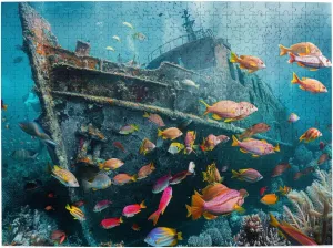 500 Pieces Imaginative Wooden Puzzle, Shipwrecks and Fish, Adult Wooden Jigsaw Puzzle, View of The Seabed, Puzzles for Adults 500 Pieces, Brain Challenge, Adult Party Stress Relief Game