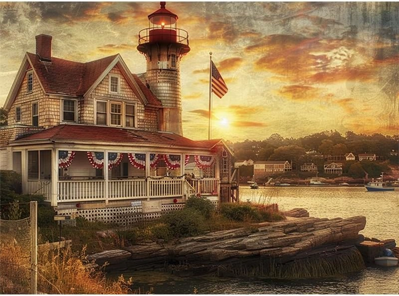500 Piece Wooden Jigsaw Puzzles for Adults Fishing Village at The Seaside Fun Family Activity Game for Teens and Adults