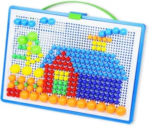 592Pcs Creative DIY Mushroom Nail Jigsaw Puzzle Set Pegboard for Early Childhood Education Design Enhances Creativity Hand Eye Coordination