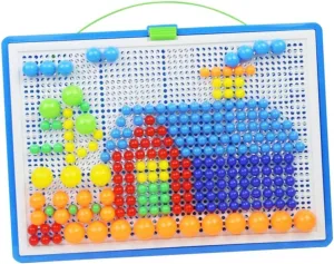 592Pcs Creative Mushroom Nail Jigsaw Puzzle Set Educational Pegboard for Random Color Enhances Creativity and Skills Through Hands Learning