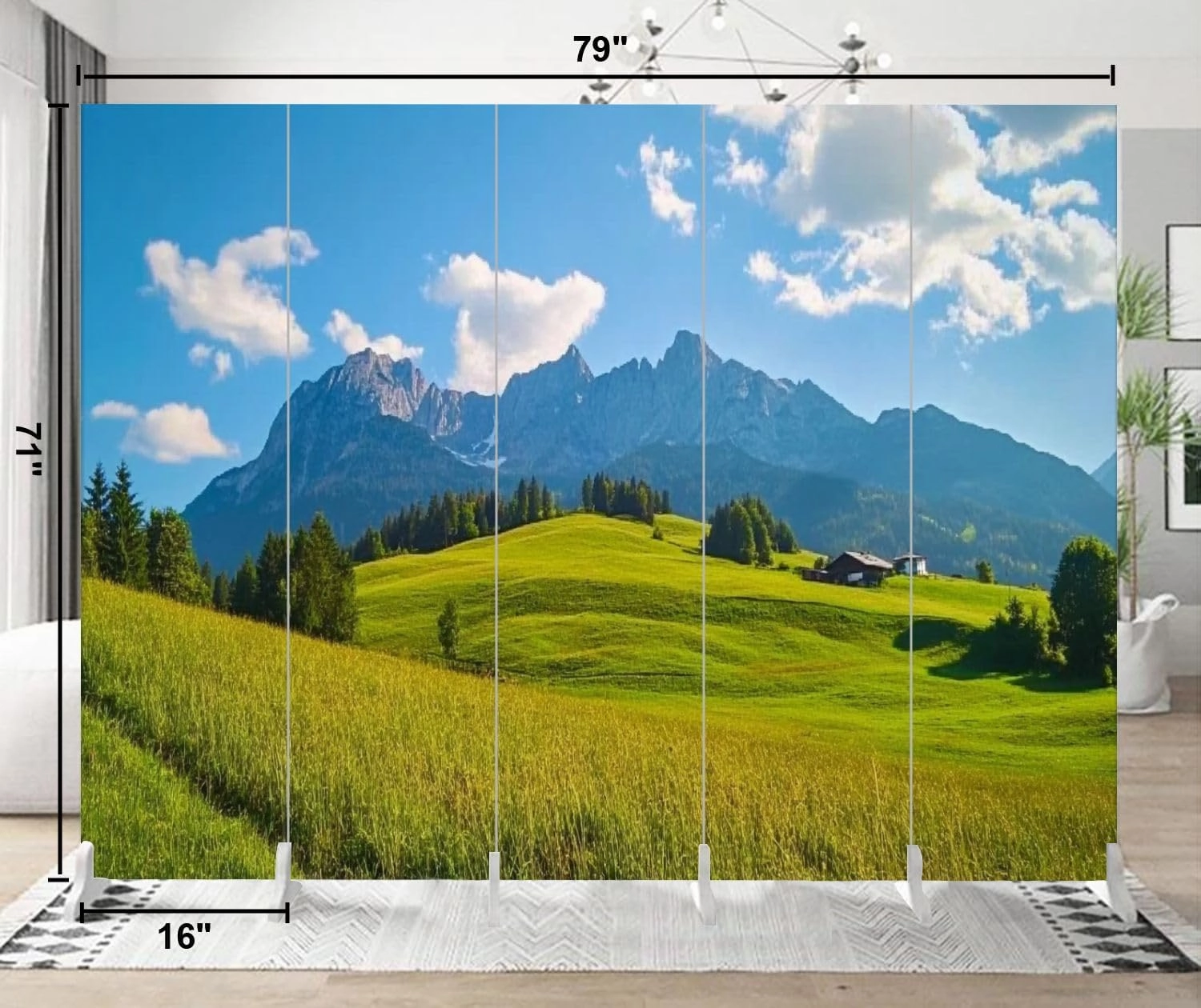 5 Panels Room Divider Screen Idyllic Alpine Scenery Farmhouse Front Wilder Austria Wood Folding Privacy Screen Partition Canvas Wall Divider Freestanding Portable Indoor Separator