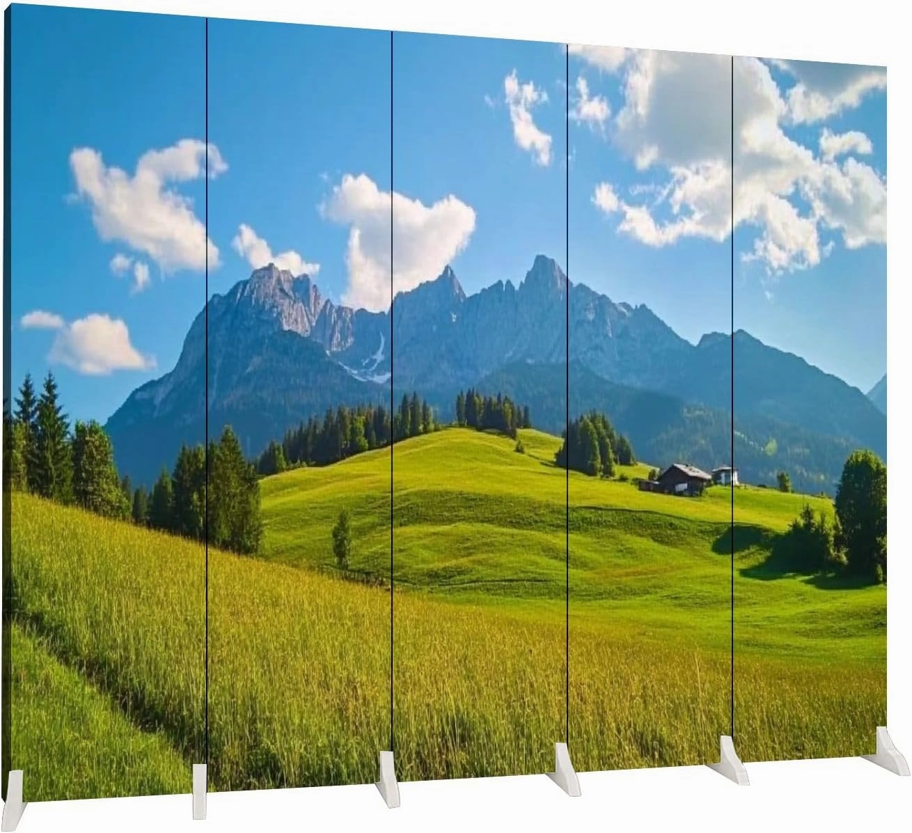 5 Panels Room Divider Screen Idyllic Alpine Scenery Farmhouse Front Wilder Austria Wood Folding Privacy Screen Partition Canvas Wall Divider Freestanding Portable Indoor Separator