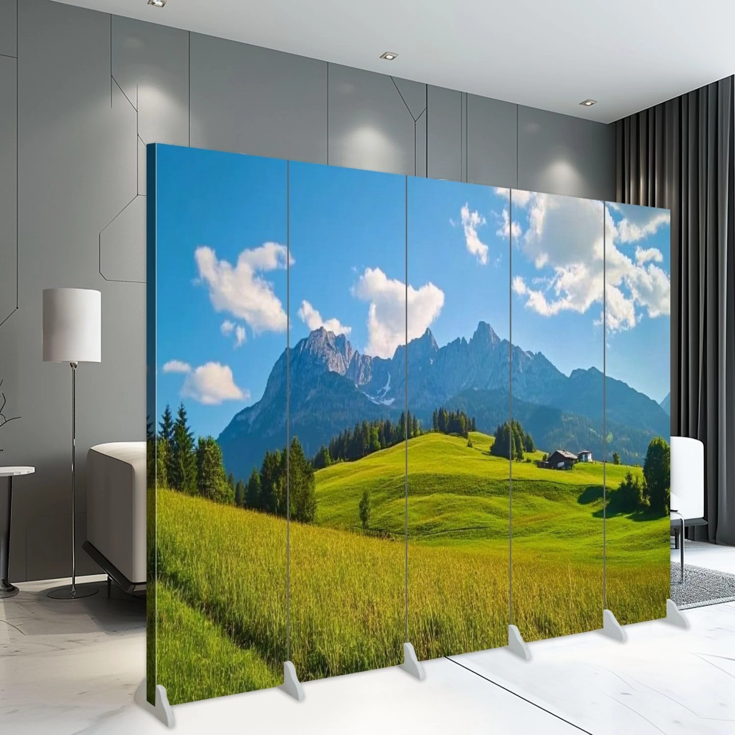 5 Panels Room Divider Screen Idyllic Alpine Scenery Farmhouse Front Wilder Austria Wood Folding Privacy Screen Partition Canvas Wall Divider Freestanding Portable Indoor Separator