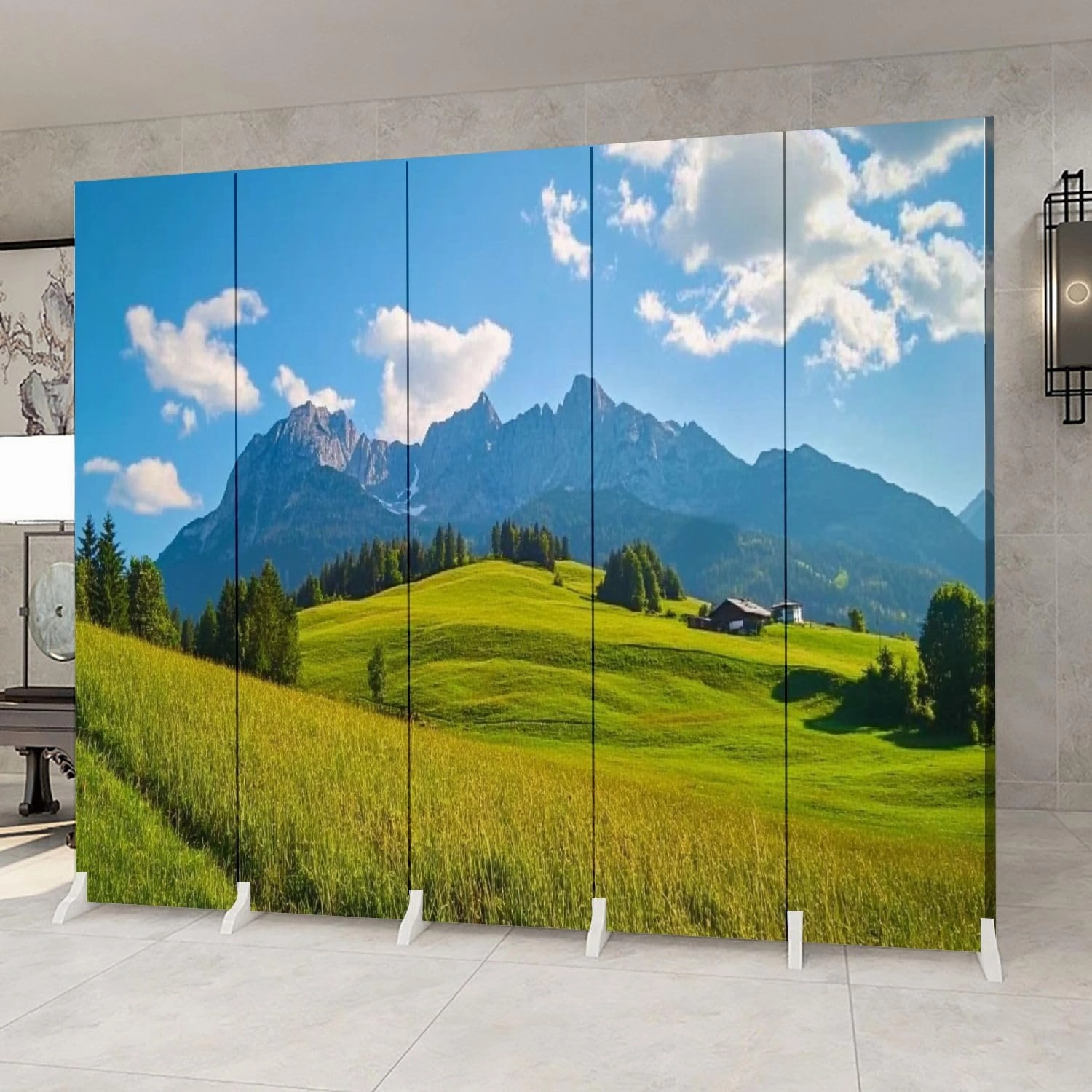 5 Panels Room Divider Screen Idyllic Alpine Scenery Farmhouse Front Wilder Austria Wood Folding Privacy Screen Partition Canvas Wall Divider Freestanding Portable Indoor Separator