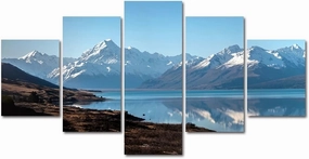5 Piece Canvas Wall Art For Living Room Beautiful Snow Mountain Plateau Lake Natural Landscape HD Painting For Modern Home Decor The Room Stretched And Framed Ready To Hang Artwork