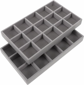 5pcs Stackable Velvet Jewelry Organizer Trays with Slots Stylish Storage for Earrings Necklaces Bracelets and Rings Convenient Removable Design for Effortless Access